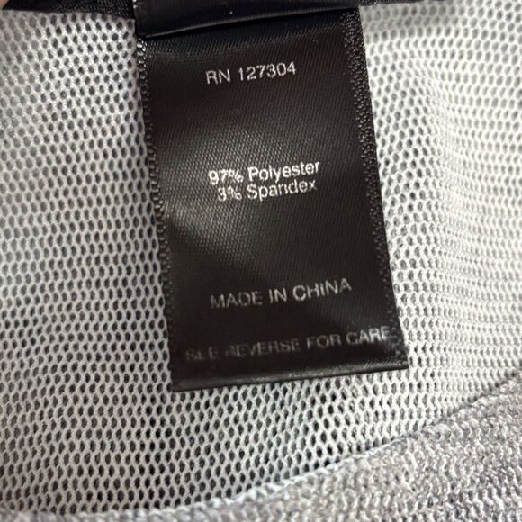 Ali Miles Lagenlook Layered Tunic Top Medium Silver Gray Mesh Button Detail - Picture 9 of 10